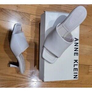 Anne Klein Women's Jasmine Heeled Leather Sandal, Bone, Size 6 M